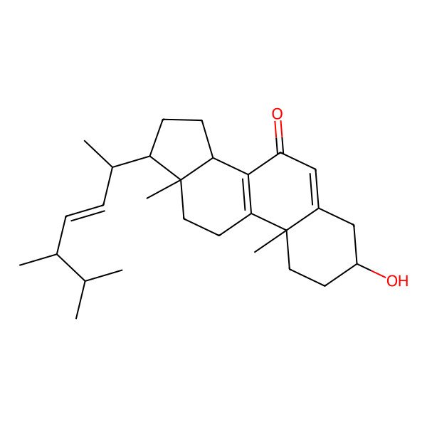 2D Structure of 17-(5,6-Dimethylhept-3-en-2-yl)-3-hydroxy-10,13-dimethyl-1,2,3,4,11,12,14,15,16,17-decahydrocyclopenta[a]phenanthren-7-one