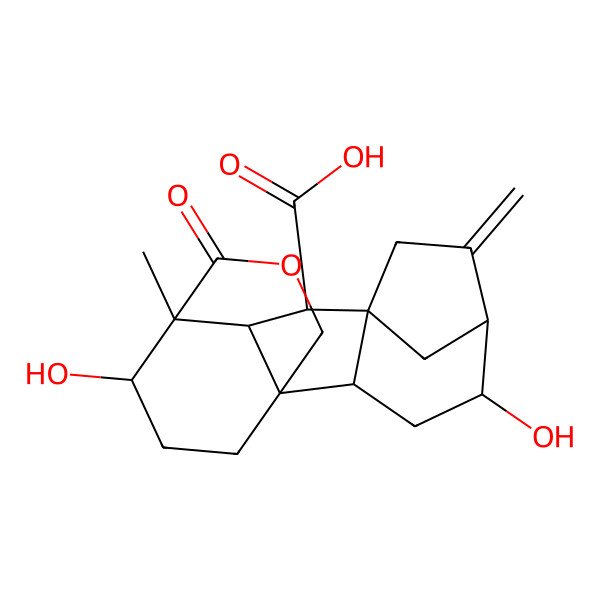 2D Structure of 4,17-Dihydroxy-11-methyl-6-methylidene-12-oxo-13-oxapentacyclo[9.3.3.15,8.01,10.02,8]octadecane-9-carboxylic acid