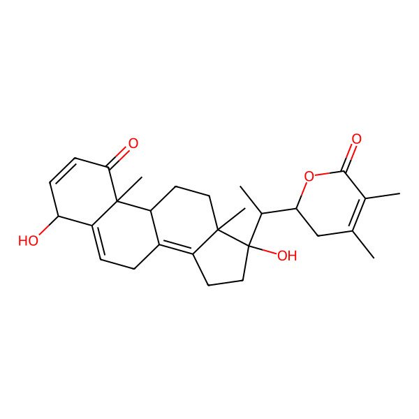 2D Structure of (2S)-2-[(1R)-1-[(4S,9S,10R,13S,17S)-4,17-dihydroxy-10,13-dimethyl-1-oxo-7,9,11,12,15,16-hexahydro-4H-cyclopenta[a]phenanthren-17-yl]ethyl]-4,5-dimethyl-2,3-dihydropyran-6-one