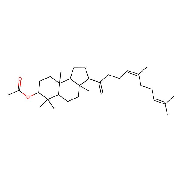 2D Structure of [(3R,3aS,5aR,7S,9aR,9bS)-3-[(5E)-6,10-dimethylundeca-1,5,9-trien-2-yl]-3a,6,6,9a-tetramethyl-1,2,3,4,5,5a,7,8,9,9b-decahydrocyclopenta[a]naphthalen-7-yl] acetate