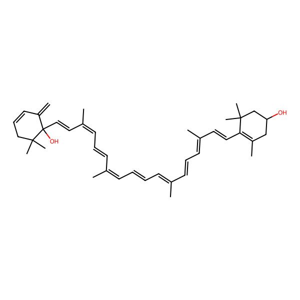 2D Structure of 1-[18-(4-Hydroxy-2,6,6-trimethylcyclohexen-1-yl)-3,7,12,16-tetramethyloctadeca-1,3,5,7,9,11,13,15,17-nonaenyl]-6,6-dimethyl-2-methylidenecyclohex-3-en-1-ol