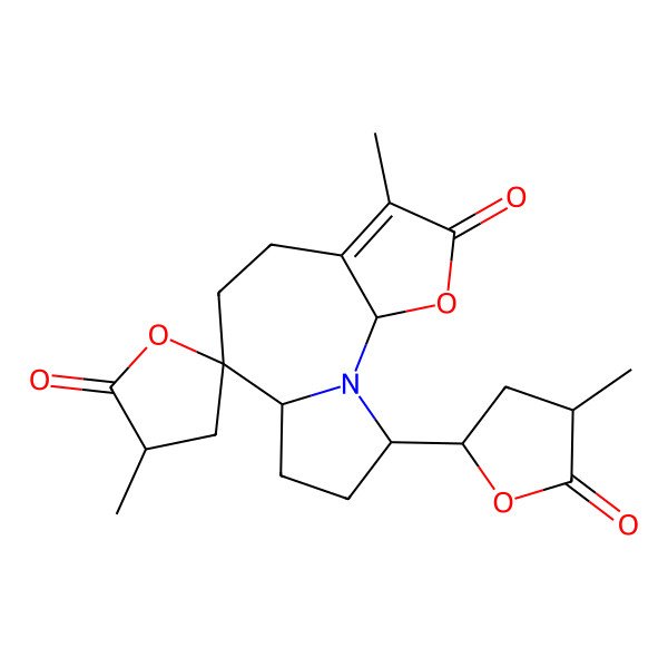2D Structure of 3',5-Dimethyl-13-(4-methyl-5-oxooxolan-2-yl)spiro[3-oxa-1-azatricyclo[8.3.0.02,6]tridec-5-ene-9,5'-oxolane]-2',4-dione