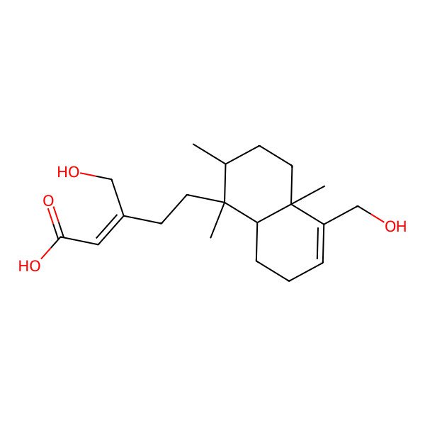 2D Structure of 3-(Hydroxymethyl)-5-[5-(hydroxymethyl)-1,2,4a-trimethyl-2,3,4,7,8,8a-hexahydronaphthalen-1-yl]pent-2-enoic acid