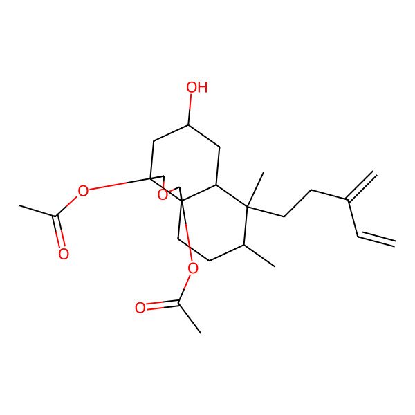 2D Structure of [(1R,3R,3aR,5R,6aS,7R,8R,10aS)-1-acetyloxy-5-hydroxy-7,8-dimethyl-7-(3-methylidenepent-4-enyl)-1,3,3a,4,5,6,6a,8,9,10-decahydrobenzo[d][2]benzofuran-3-yl] acetate