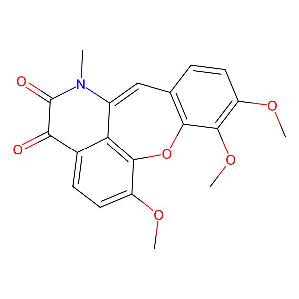 2D Structure of 4,5,17-Trimethoxy-11-methyl-2-oxa-11-azatetracyclo[8.7.1.03,8.014,18]octadeca-1(17),3(8),4,6,9,14(18),15-heptaene-12,13-dione
