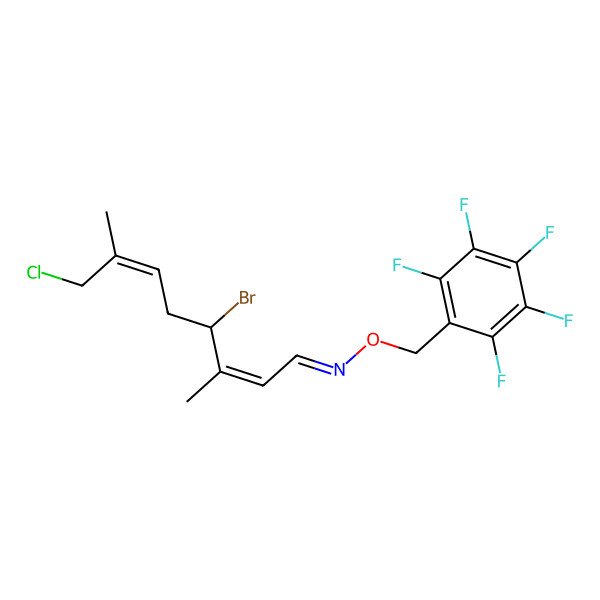 2D Structure of (E,2E,6E)-4-bromo-8-chloro-3,7-dimethyl-N-[(2,3,4,5,6-pentafluorophenyl)methoxy]octa-2,6-dien-1-imine