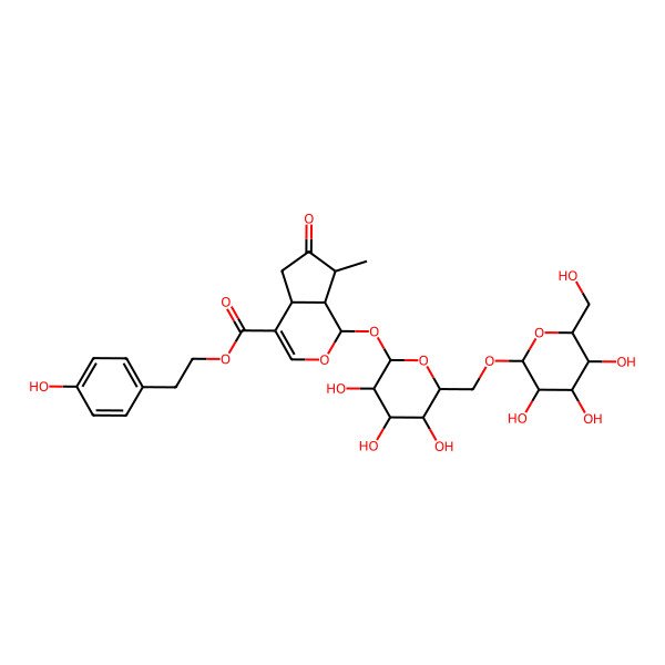 2D Structure of 2-(4-hydroxyphenyl)ethyl 7-methyl-6-oxo-1-[3,4,5-trihydroxy-6-[[3,4,5-trihydroxy-6-(hydroxymethyl)oxan-2-yl]oxymethyl]oxan-2-yl]oxy-4a,5,7,7a-tetrahydro-1H-cyclopenta[c]pyran-4-carboxylate