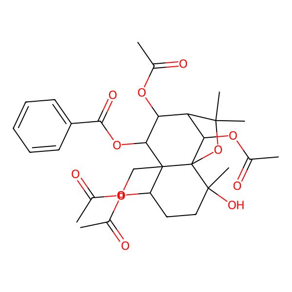 2D Structure of [5,8,12-Triacetyloxy-6-(acetyloxymethyl)-2-hydroxy-2,10,10-trimethyl-11-oxatricyclo[7.2.1.01,6]dodecan-7-yl] benzoate