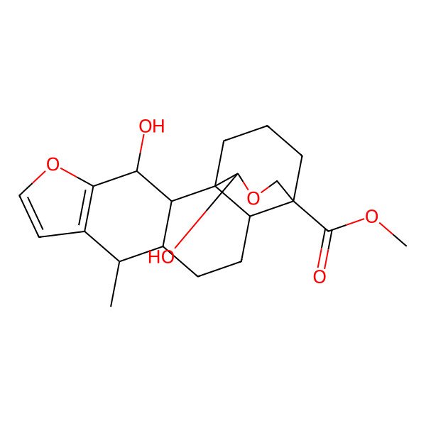 2D Structure of methyl (1R,2S,3R,9R,10S,13R,14R,17S)-3,17-dihydroxy-9-methyl-5,16-dioxapentacyclo[12.3.3.01,13.02,10.04,8]icosa-4(8),6-diene-14-carboxylate