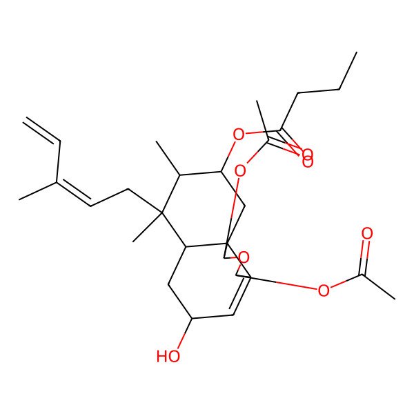 2D Structure of [(1S,3R,5R,6aS,7S,8S,9S,10aS)-1,3-diacetyloxy-5-hydroxy-7,8-dimethyl-7-[(2Z)-3-methylpenta-2,4-dienyl]-1,3,5,6,6a,8,9,10-octahydrobenzo[d][2]benzofuran-9-yl] butanoate