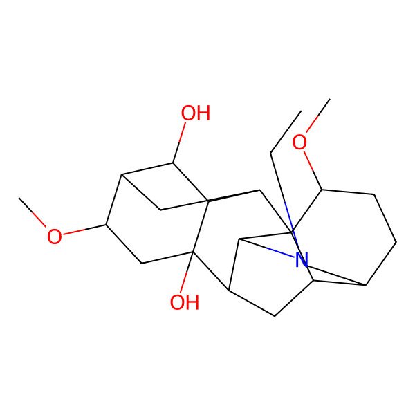 2D Structure of (1S,2R,3R,4R,5S,6S,8S,9R,10S,13S,16R,17S)-11-ethyl-6,16-dimethoxy-11-azahexacyclo[7.7.2.12,5.01,10.03,8.013,17]nonadecane-4,8-diol