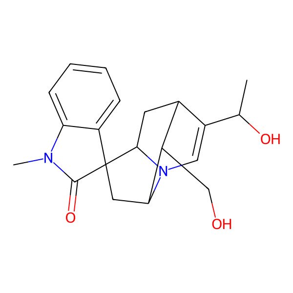2D Structure of (1S,2R,3S,5S,6S)-9-[(1S)-1-hydroxyethyl]-2-(hydroxymethyl)-1'-methylspiro[7-azatricyclo[4.3.1.03,7]dec-8-ene-5,3'-indole]-2'-one