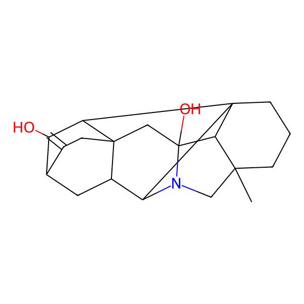 2D Structure of (1R,5R,8R,9S,11R,14S,16R,17R,18R,19R)-5-methyl-12-methylidene-7-azaheptacyclo[9.6.2.01,8.05,17.07,16.09,14.014,18]nonadecane-16,19-diol