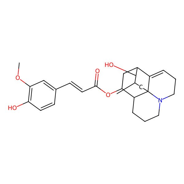 2D Structure of (14-Hydroxy-15-methyl-6-azatetracyclo[8.6.0.01,6.02,13]hexadec-2-en-11-yl) 3-(4-hydroxy-3-methoxyphenyl)prop-2-enoate