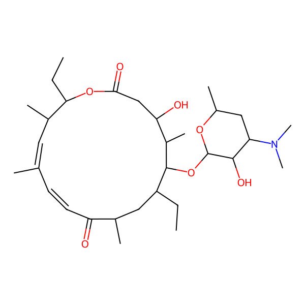 2D Structure of 6-[4-(Dimethylamino)-3-hydroxy-6-methyloxan-2-yl]oxy-7,16-diethyl-4-hydroxy-5,9,13,15-tetramethyl-1-oxacyclohexadeca-11,13-diene-2,10-dione
