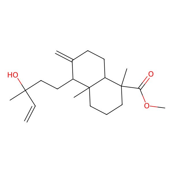 2D Structure of methyl (1S,4aR,5S,8aR)-5-[(3R)-3-hydroxy-3-methylpent-4-enyl]-1,4a-dimethyl-6-methylidene-3,4,5,7,8,8a-hexahydro-2H-naphthalene-1-carboxylate