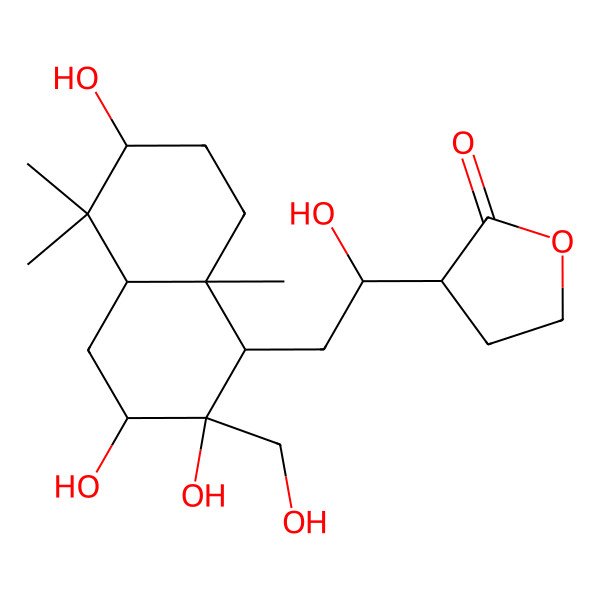 2D Structure of (3R)-3-[(1S)-2-[(1R,2S,3S,4aR,6S,8aS)-2,3,6-trihydroxy-2-(hydroxymethyl)-5,5,8a-trimethyl-3,4,4a,6,7,8-hexahydro-1H-naphthalen-1-yl]-1-hydroxyethyl]oxolan-2-one
