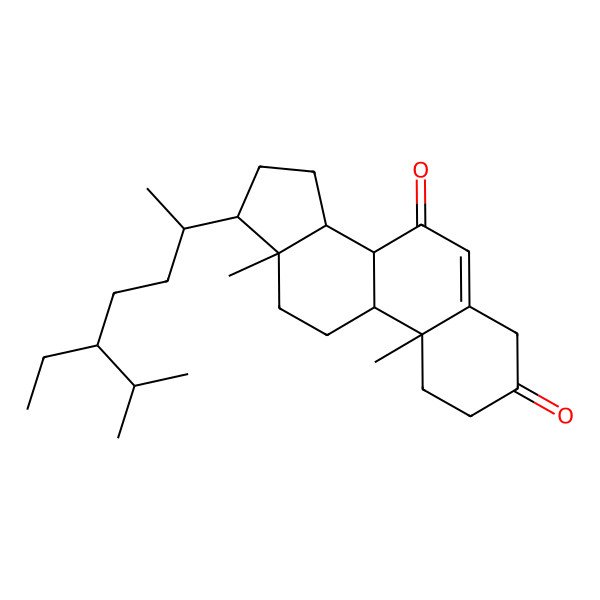 2D Structure of 17-(5-ethyl-6-methylheptan-2-yl)-10,13-dimethyl-2,4,8,9,11,12,14,15,16,17-decahydro-1H-cyclopenta[a]phenanthrene-3,7-dione