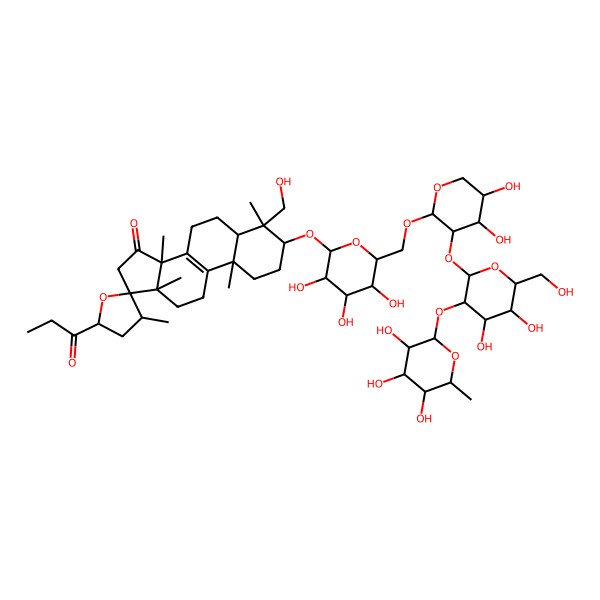 2D Structure of (23S)-17,23-Epoxy-29-hydroxy-3beta-[6-O-[2-O-(2-O-alpha-L-rhamnopyranosyl-beta-D-glucopyranosyl)-alpha-L-arabinopyranosyl]-beta-D-glucopyranosyloxy]-27-norlanosta-8-ene-15,24-dione