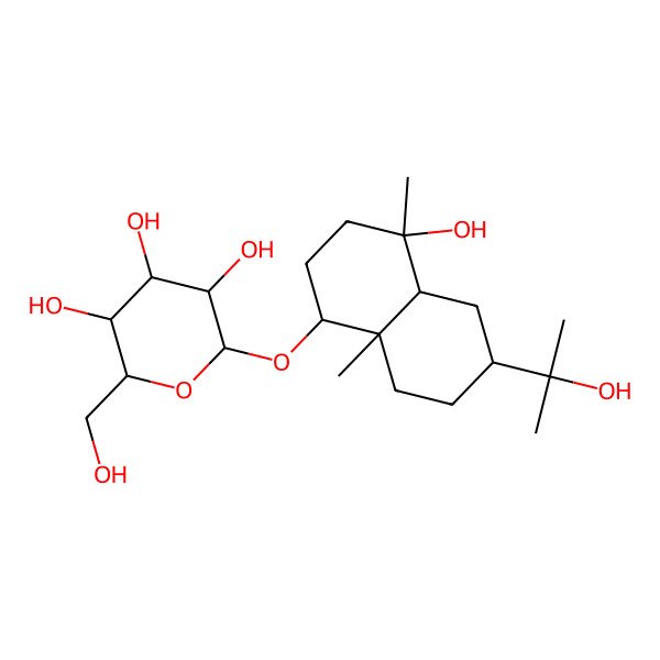 2D Structure of 2-[[4-Hydroxy-6-(2-hydroxypropan-2-yl)-4,8a-dimethyl-1,2,3,4a,5,6,7,8-octahydronaphthalen-1-yl]oxy]-6-(hydroxymethyl)oxane-3,4,5-triol