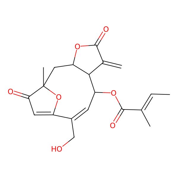 2D Structure of [(1R,3S,7R,8S,9Z)-10-(hydroxymethyl)-1-methyl-6-methylidene-5,13-dioxo-4,14-dioxatricyclo[9.2.1.03,7]tetradeca-9,11-dien-8-yl] (Z)-2-methylbut-2-enoate