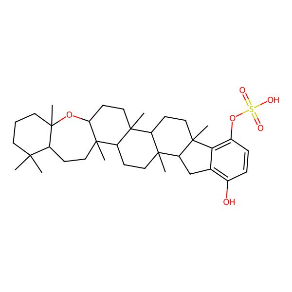 2D Structure of [(1R,2S,5S,13S,14R,17R,18S,21S,26S,28S)-10-hydroxy-1,5,14,18,22,22,26-heptamethyl-27-oxaheptacyclo[15.13.0.02,14.05,13.06,11.018,28.021,26]triaconta-6,8,10-trien-7-yl] hydrogen sulfate