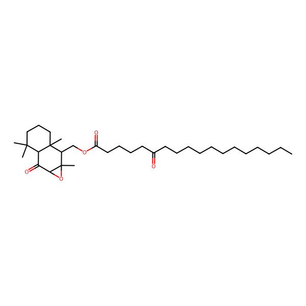 2D Structure of (3,3,6a,7a-Tetramethyl-2-oxo-1a,2a,4,5,6,7-hexahydronaphtho[2,3-b]oxiren-7-yl)methyl 6-oxooctadecanoate