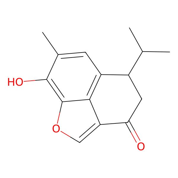 2D Structure of (7R)-11-hydroxy-10-methyl-7-propan-2-yl-2-oxatricyclo[6.3.1.04,12]dodeca-1(11),3,8(12),9-tetraen-5-one
