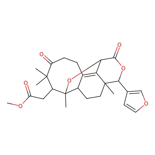 2D Structure of Methyl 2-[14-(furan-3-yl)-7,7,9,13-tetramethyl-6,16-dioxo-15,17-dioxatetracyclo[7.7.1.02,13.03,10]heptadec-2-en-8-yl]acetate