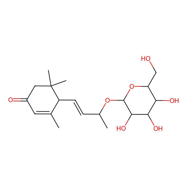 2D Structure of (4R)-3,5,5-trimethyl-4-[(E,3R)-3-[(2R,3R,4S,5R,6R)-3,4,5-trihydroxy-6-(hydroxymethyl)oxan-2-yl]oxybut-1-enyl]cyclohex-2-en-1-one