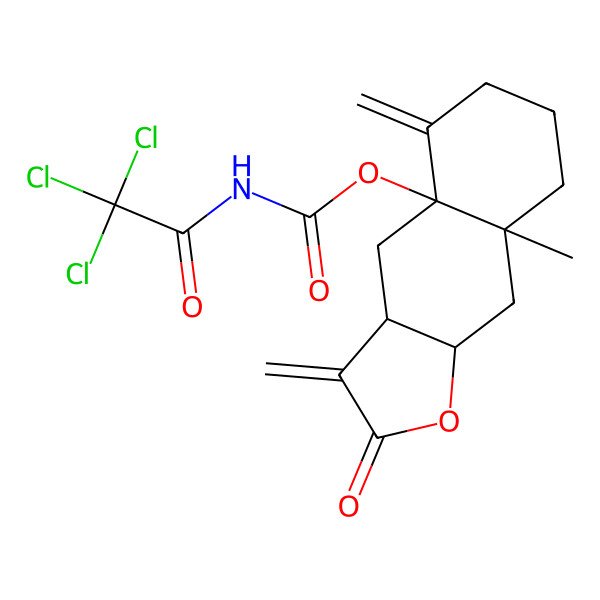 2D Structure of (8a-methyl-3,5-dimethylidene-2-oxo-4,6,7,8,9,9a-hexahydro-3aH-benzo[f][1]benzofuran-4a-yl) N-(2,2,2-trichloroacetyl)carbamate