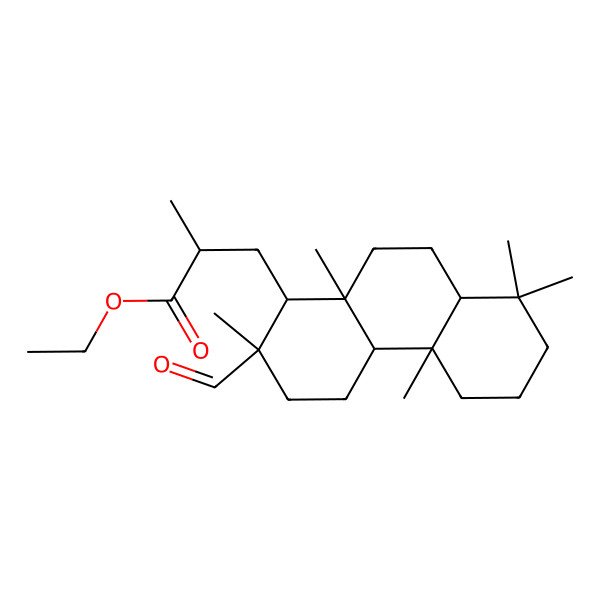 2D Structure of Ethyl 3-(2-formyl-2,4b,8,8,10a-pentamethyl-1,3,4,4a,5,6,7,8a,9,10-decahydrophenanthren-1-yl)-2-methylpropanoate