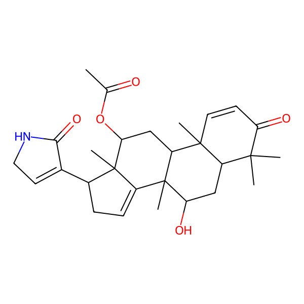 2D Structure of [(5R,7R,8R,9R,10R,12S,13S,17R)-7-hydroxy-4,4,8,10,13-pentamethyl-3-oxo-17-(5-oxo-1,2-dihydropyrrol-4-yl)-5,6,7,9,11,12,16,17-octahydrocyclopenta[a]phenanthren-12-yl] acetate