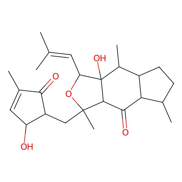 2D Structure of (1S,3R,3aR,4S,4aS,7S,7aR,8aR)-3a-hydroxy-1-[[(1R,5S)-5-hydroxy-3-methyl-2-oxocyclopent-3-en-1-yl]methyl]-1,4,7-trimethyl-3-(2-methylprop-1-enyl)-3,4,4a,5,6,7,7a,8a-octahydrocyclopenta[f][2]benzofuran-8-one