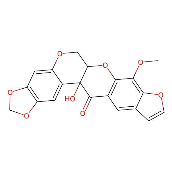 2D Structure of (6aR,13aR)-6a,13a-Dihydro-13a-hydroxy-8-methoxy-1,3-dioxolo[6,7][1]benzopyrano[3,4-b]furo[3,2-g][1]benzopyran-13(6H)-one