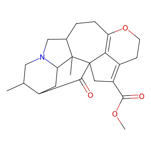 2D Structure of methyl (1S,2S,3S,5S,10R)-2,6-dimethyl-21-oxo-14-oxa-8-azahexacyclo[11.6.1.11,5.02,10.03,8.017,20]henicosa-13(20),17-diene-18-carboxylate