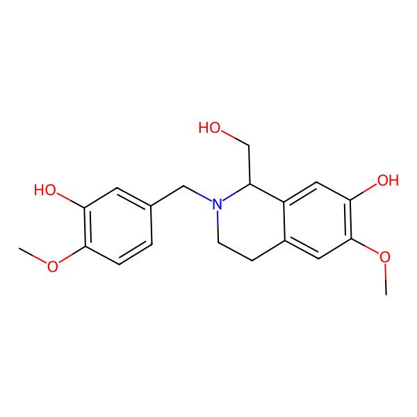 2D Structure of (1R)-2-[(3-hydroxy-4-methoxyphenyl)methyl]-1-(hydroxymethyl)-6-methoxy-3,4-dihydro-1H-isoquinolin-7-ol