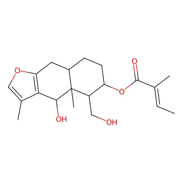 2D Structure of [(4S,4aS,5S,6S,8aR)-4-hydroxy-5-(hydroxymethyl)-3,4a-dimethyl-5,6,7,8,8a,9-hexahydro-4H-benzo[f][1]benzofuran-6-yl] (Z)-2-methylbut-2-enoate