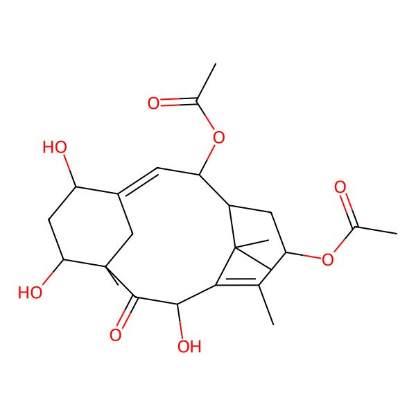 2D Structure of [(1E,3S,4S,6S,9R,11S,12S,14S)-3-acetyloxy-9,12,14-trihydroxy-7,11,16,16-tetramethyl-10-oxo-6-tricyclo[9.3.1.14,8]hexadeca-1,7-dienyl] acetate