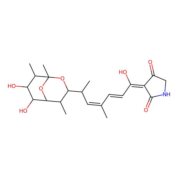 2D Structure of 3-[6-(6,7-Dihydroxy-1,4,8-trimethyl-2,9-dioxabicyclo[3.3.1]nonan-3-yl)-1-hydroxy-4-methylhepta-2,4-dienylidene]pyrrolidine-2,4-dione