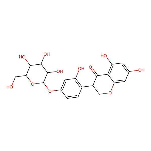 2D Structure of 5,7-Dihydroxy-3-[2-hydroxy-4-[3,4,5-trihydroxy-6-(hydroxymethyl)oxan-2-yl]oxyphenyl]-2,3-dihydrochromen-4-one