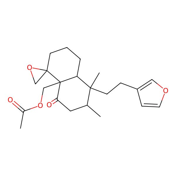 2D Structure of [8-[2-(Furan-3-yl)ethyl]-7,8-dimethyl-5-oxospiro[1,2,3,6,7,8a-hexahydronaphthalene-4,2'-oxirane]-4a-yl]methyl acetate