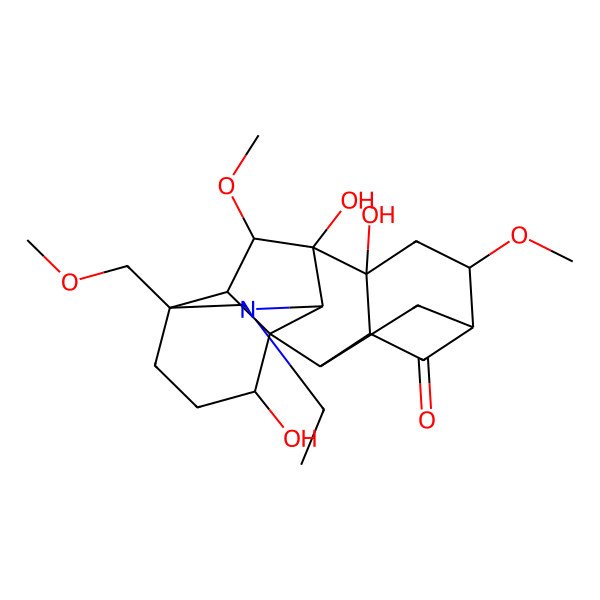 2D Structure of (1S,2R,3S,5R,6S,8R,10S,13S,16S,17R,18S)-11-ethyl-8,9,16-trihydroxy-6,18-dimethoxy-13-(methoxymethyl)-11-azahexacyclo[7.7.2.12,5.01,10.03,8.013,17]nonadecan-4-one