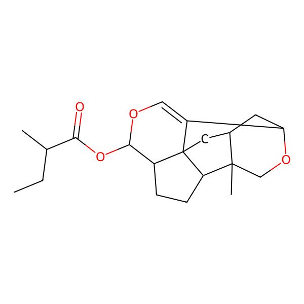 2D Structure of [(1S,5S,6S,9R,10R,13S,15S)-10-methyl-4,12-dioxapentacyclo[7.7.0.01,6.02,13.010,15]hexadec-2-en-5-yl] (2S)-2-methylbutanoate