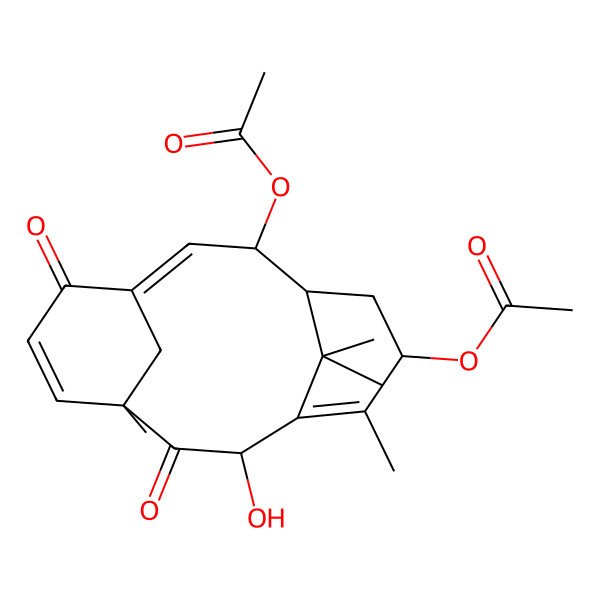 2D Structure of (3-Acetyloxy-9-hydroxy-7,11,16,16-tetramethyl-10,14-dioxo-6-tricyclo[9.3.1.14,8]hexadeca-1,7,12-trienyl) acetate