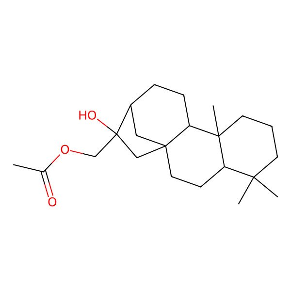 2D Structure of [(1R,4R,9S,10R,13S,14R)-14-hydroxy-5,5,9-trimethyl-14-tetracyclo[11.2.1.01,10.04,9]hexadecanyl]methyl acetate