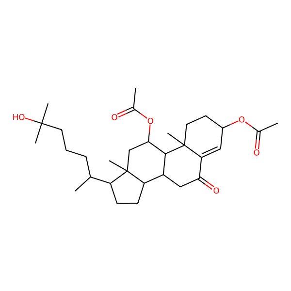 2D Structure of [11-Acetyloxy-17-(6-hydroxy-6-methylheptan-2-yl)-10,13-dimethyl-6-oxo-1,2,3,7,8,9,11,12,14,15,16,17-dodecahydrocyclopenta[a]phenanthren-3-yl] acetate