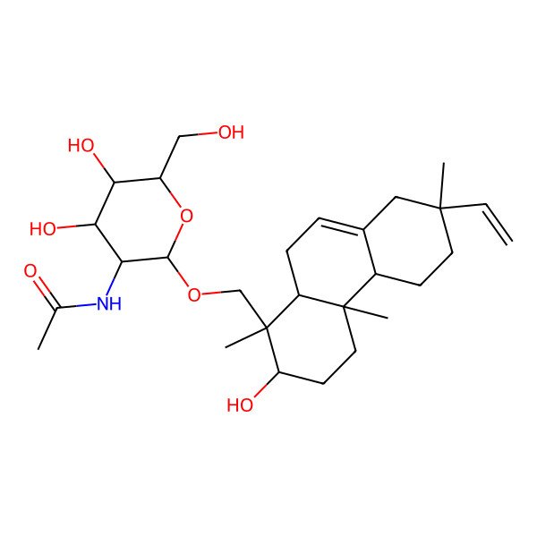 2D Structure of N-[2-[(7-ethenyl-2-hydroxy-1,4a,7-trimethyl-3,4,4b,5,6,8,10,10a-octahydro-2H-phenanthren-1-yl)methoxy]-4,5-dihydroxy-6-(hydroxymethyl)oxan-3-yl]acetamide