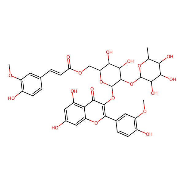 2D Structure of [6-[5,7-Dihydroxy-2-(4-hydroxy-3-methoxyphenyl)-4-oxochromen-3-yl]oxy-3,4-dihydroxy-5-(3,4,5-trihydroxy-6-methyloxan-2-yl)oxyoxan-2-yl]methyl 3-(4-hydroxy-3-methoxyphenyl)prop-2-enoate