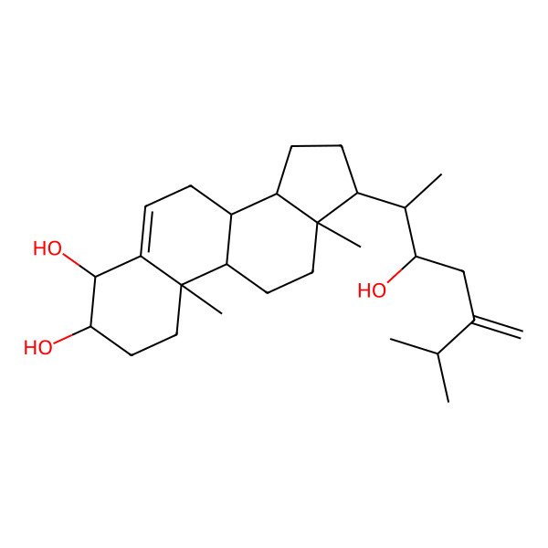 2D Structure of 17-(3-hydroxy-6-methyl-5-methylideneheptan-2-yl)-10,13-dimethyl-2,3,4,7,8,9,11,12,14,15,16,17-dodecahydro-1H-cyclopenta[a]phenanthrene-3,4-diol